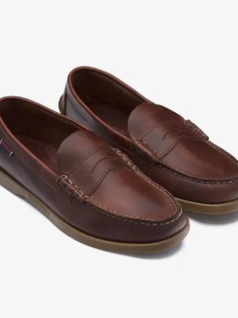 Sebago Dolphin penny mocassins in Waxed Brown Gum leather